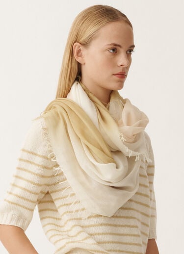 Fabiana Filippi Gradient-print cotton scarf, vanilla, putty and gold YELLOW SAD265A800L2030000