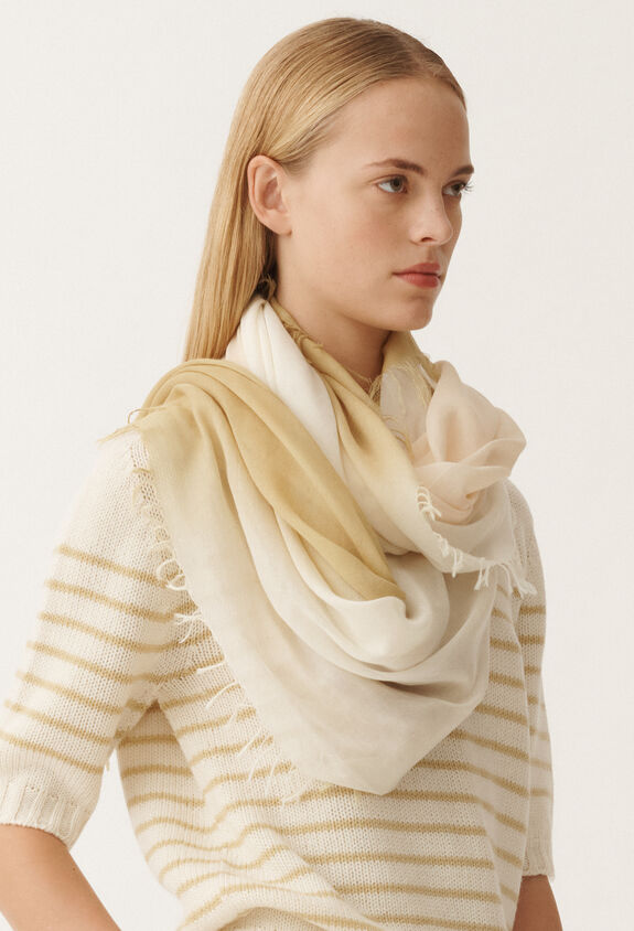 Fabiana Filippi COTTON BLEND FADING PRINT SCARF YELLOW SAD265A800L2030000