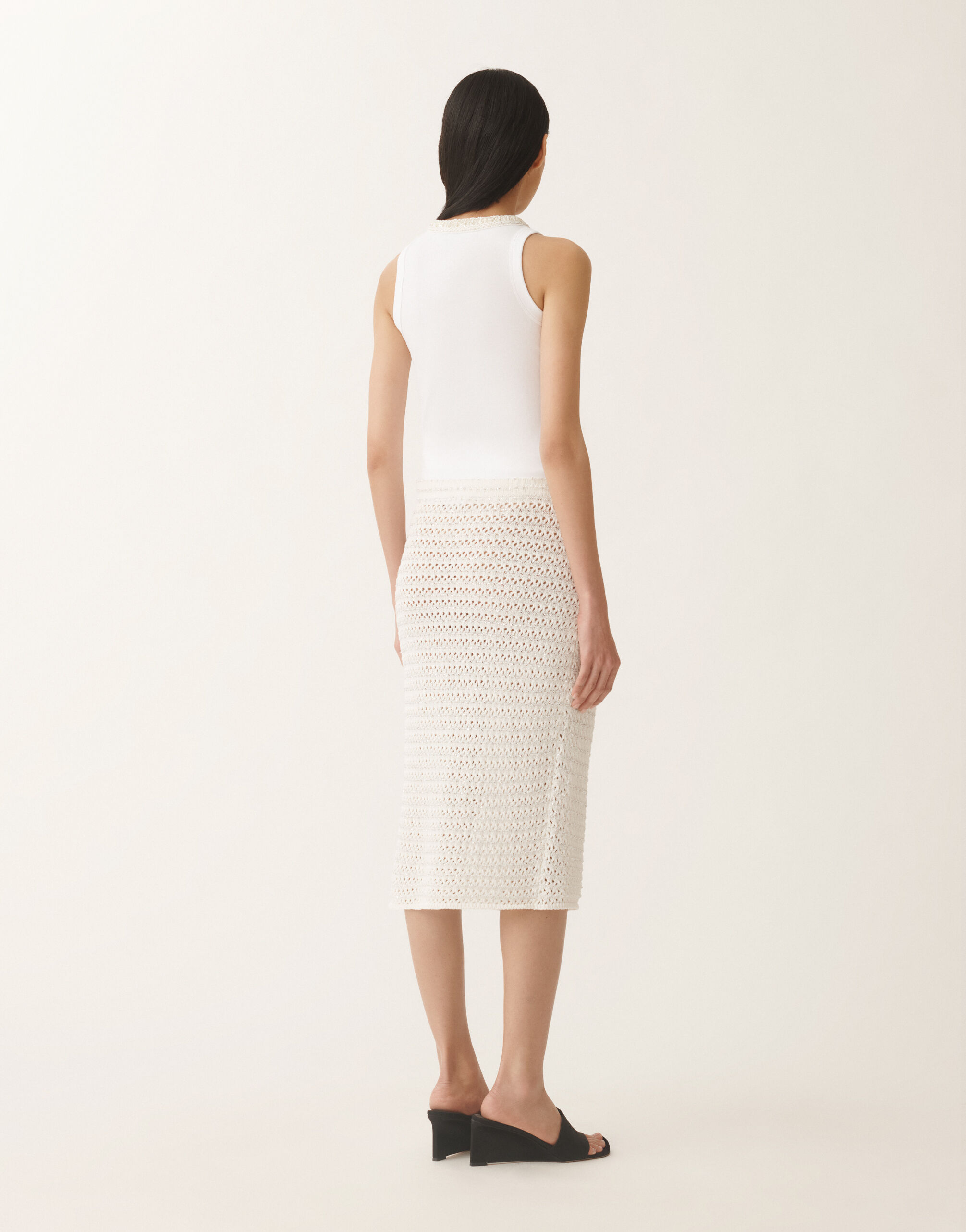 Fabiana Filippi Cotton skirt with sequins, white WHITE GND275F788L3530000