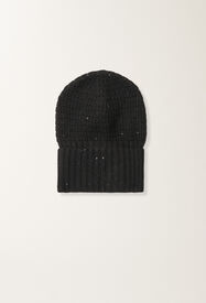 Fabiana Filippi Wool and silk hat with sequins, black Black SAD225A983L6170000