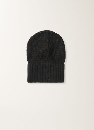Fabiana Filippi Wool and silk hat with sequins, black Black SAD225A983L6170000