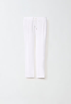 Fabiana Filippi JOGGING FIT TROUSERS IN FLUID FABRIC WITH BRILLIANT DETAIL WHITE PAD264F272I8880000