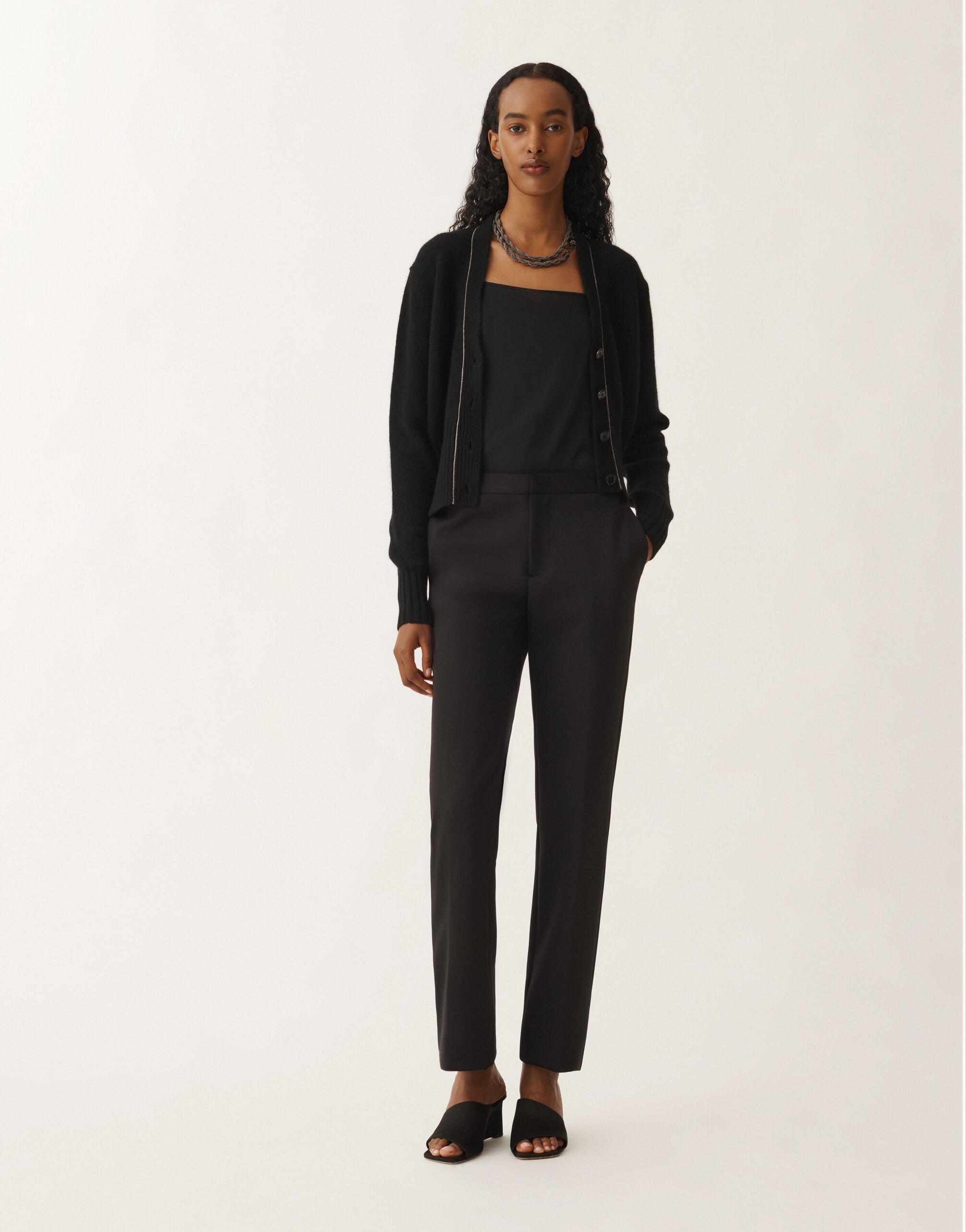 Fabiana Filippi Cardigan en gaze de cachemire, noir NOIR MAD265F038L1610000