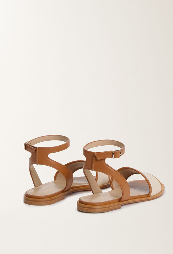 Fabiana Filippi Canvas and leather sandals, tan LEATHER ASD275A097L4090000