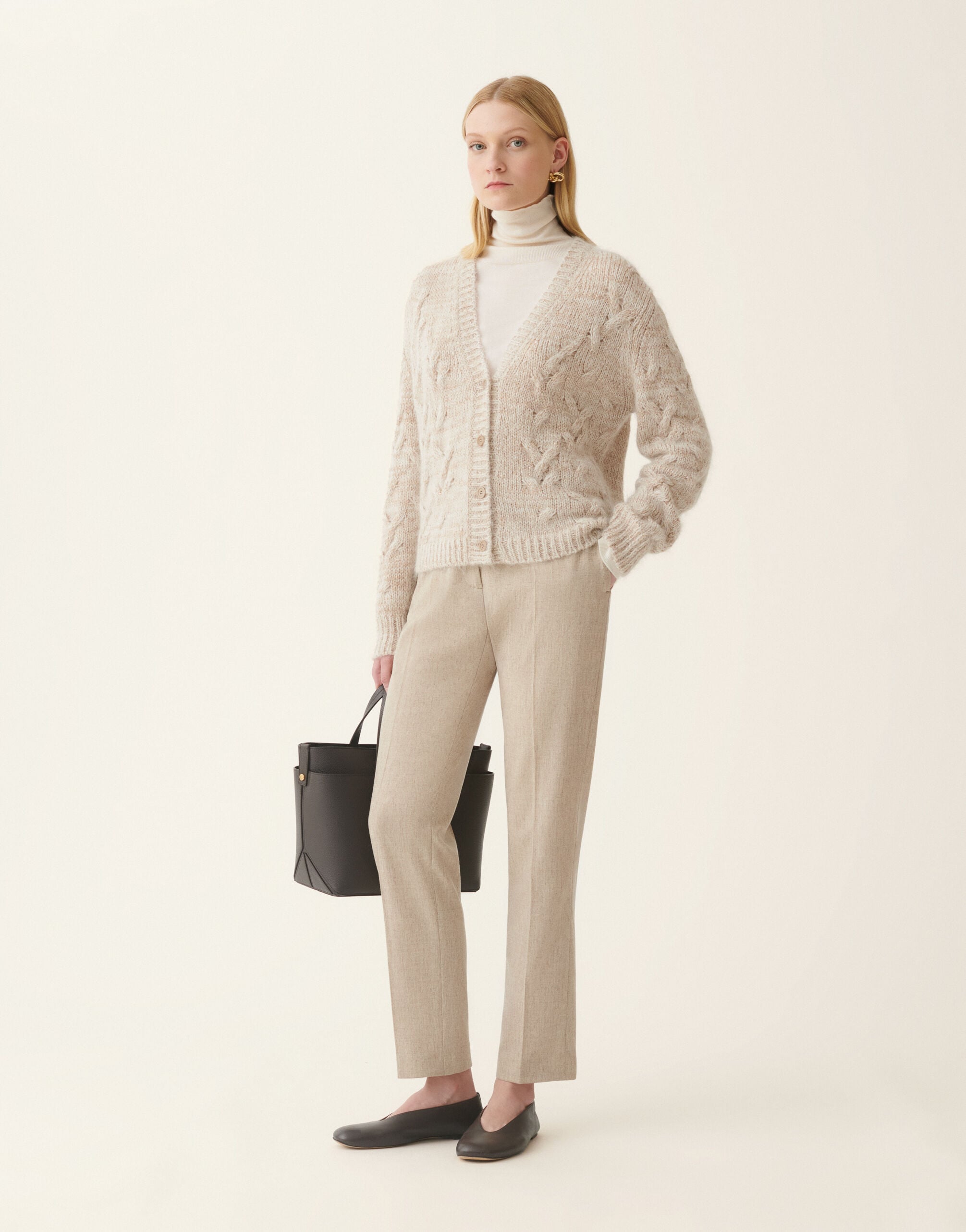 Regular-fit flannel trousers, greige Fabiana Filippi Regular-fit flannel trousers, greige Greige PAD226F326M3780000