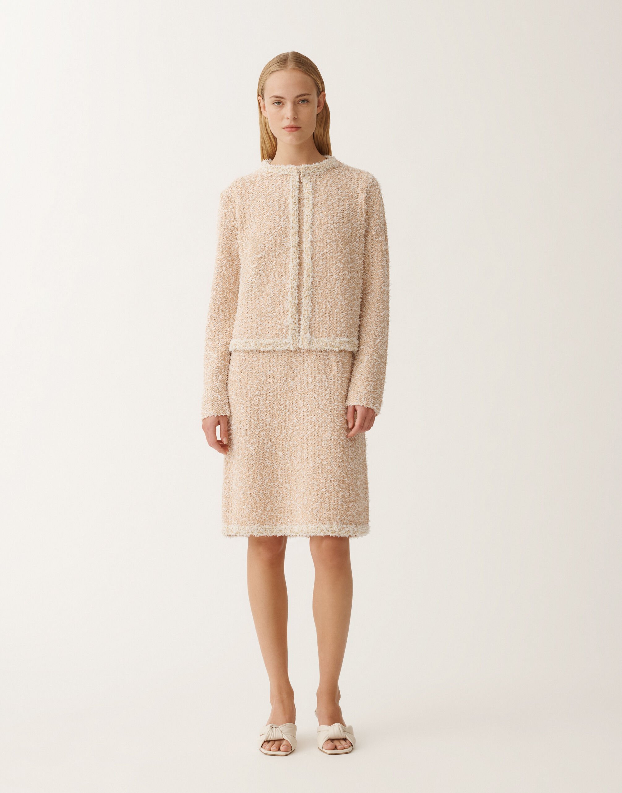 Fabiana Filippi Tweed-effect jacket, dusty pink and citrine PINK MAD265F139L1670000