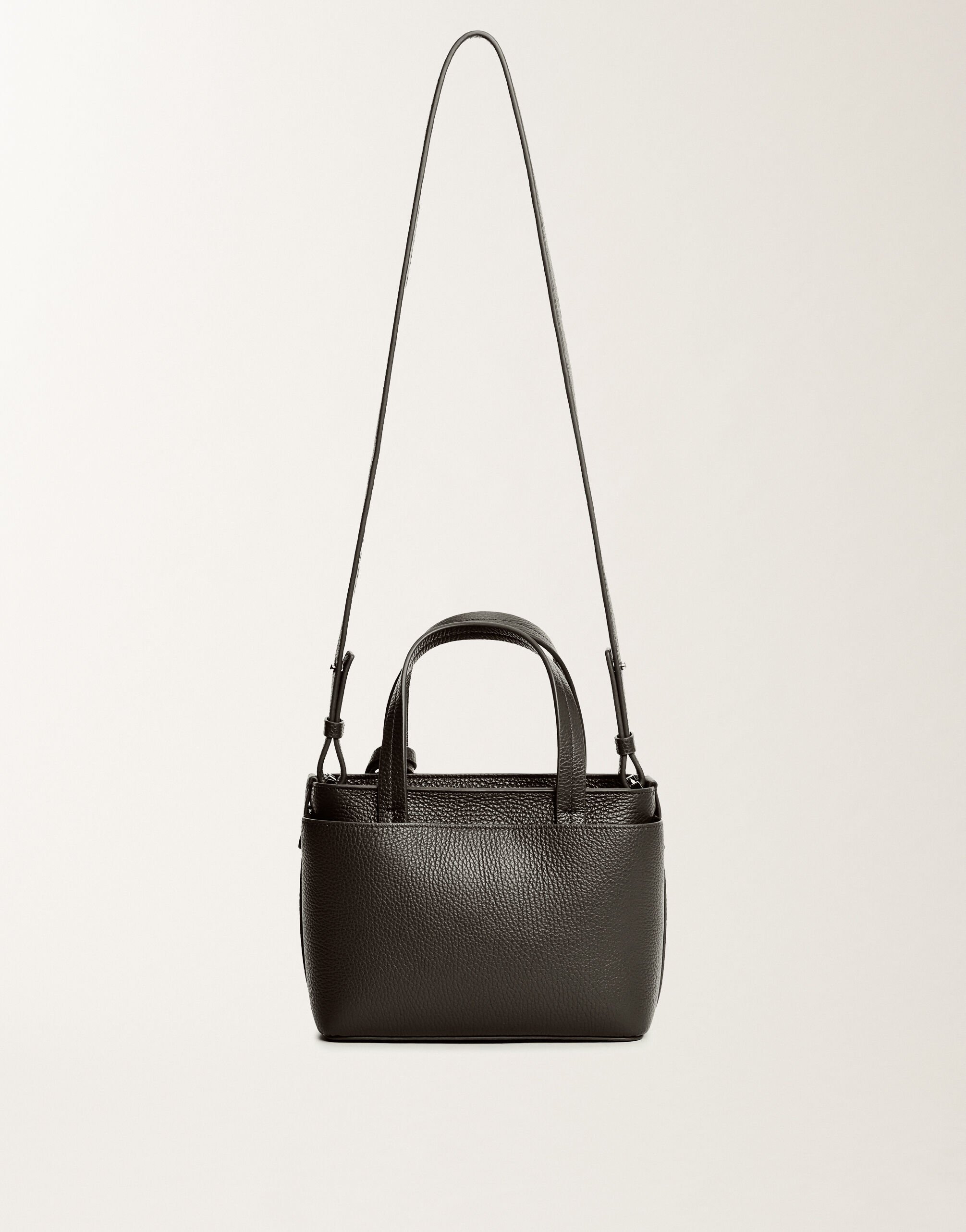 Fabiana Filippi Mittelgroße Handtasche aus genarbtem Leder, Schwarz Grau BGD215A861L8040000