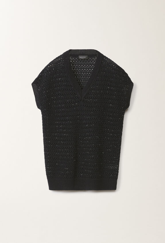 Fabiana Filippi Cotton sweater with sequins, midnight blue BLUE MAD275F572L3530000