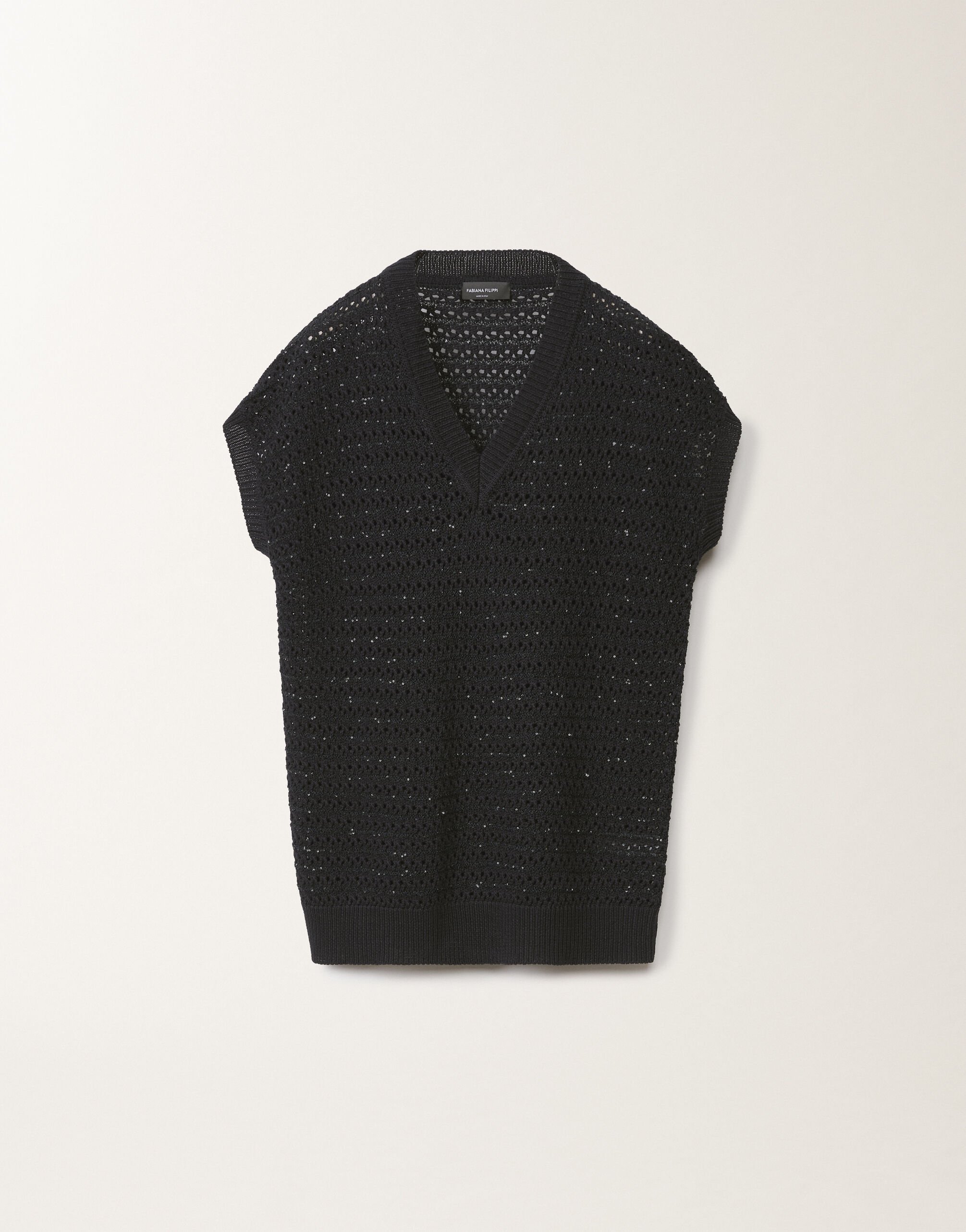 Fabiana Filippi Cotton sweater with sequins, midnight blue BLUE MAD275F572L3530000