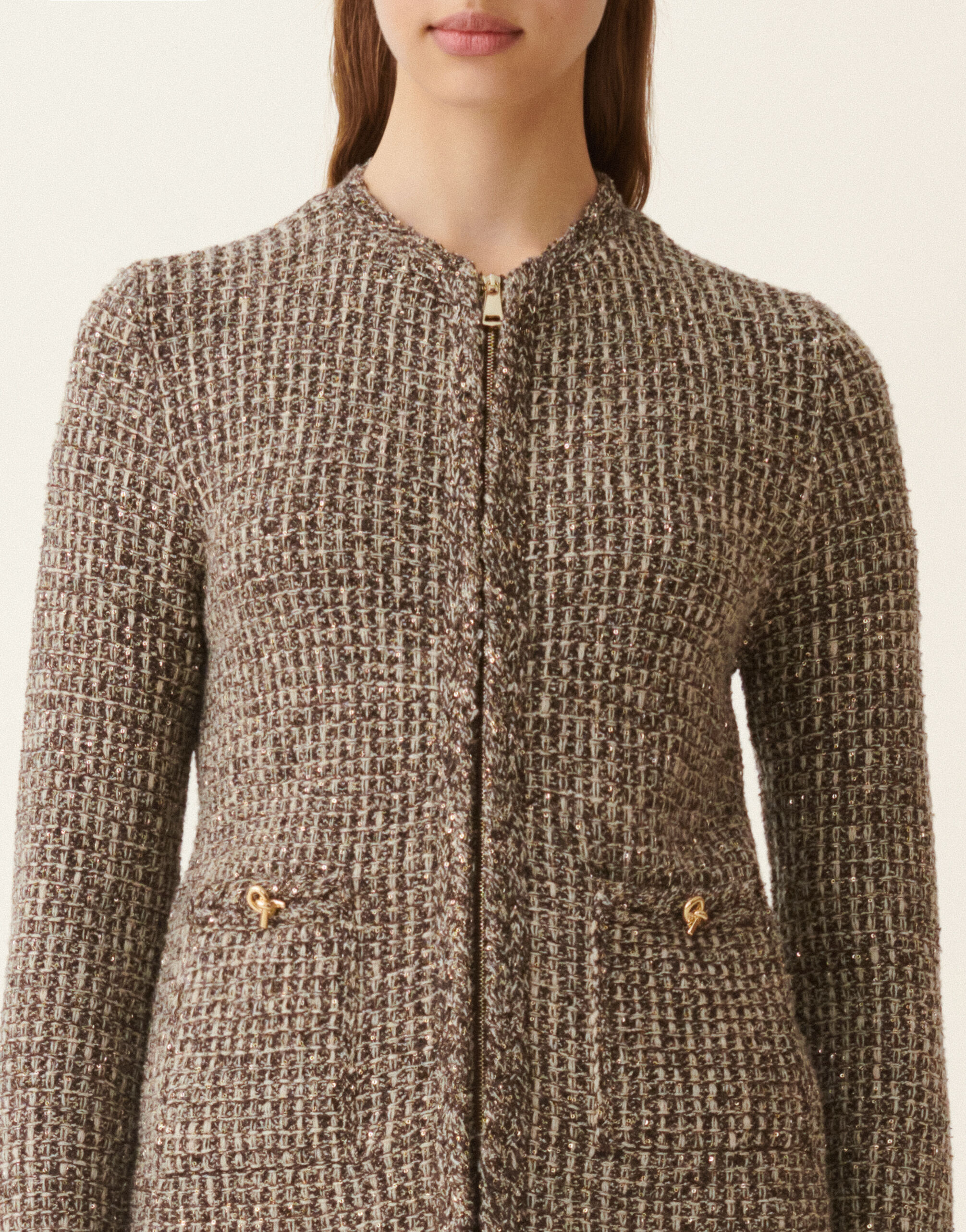 Fabiana Filippi Veste en tweed, ébène ébène GCD216F165M2570000