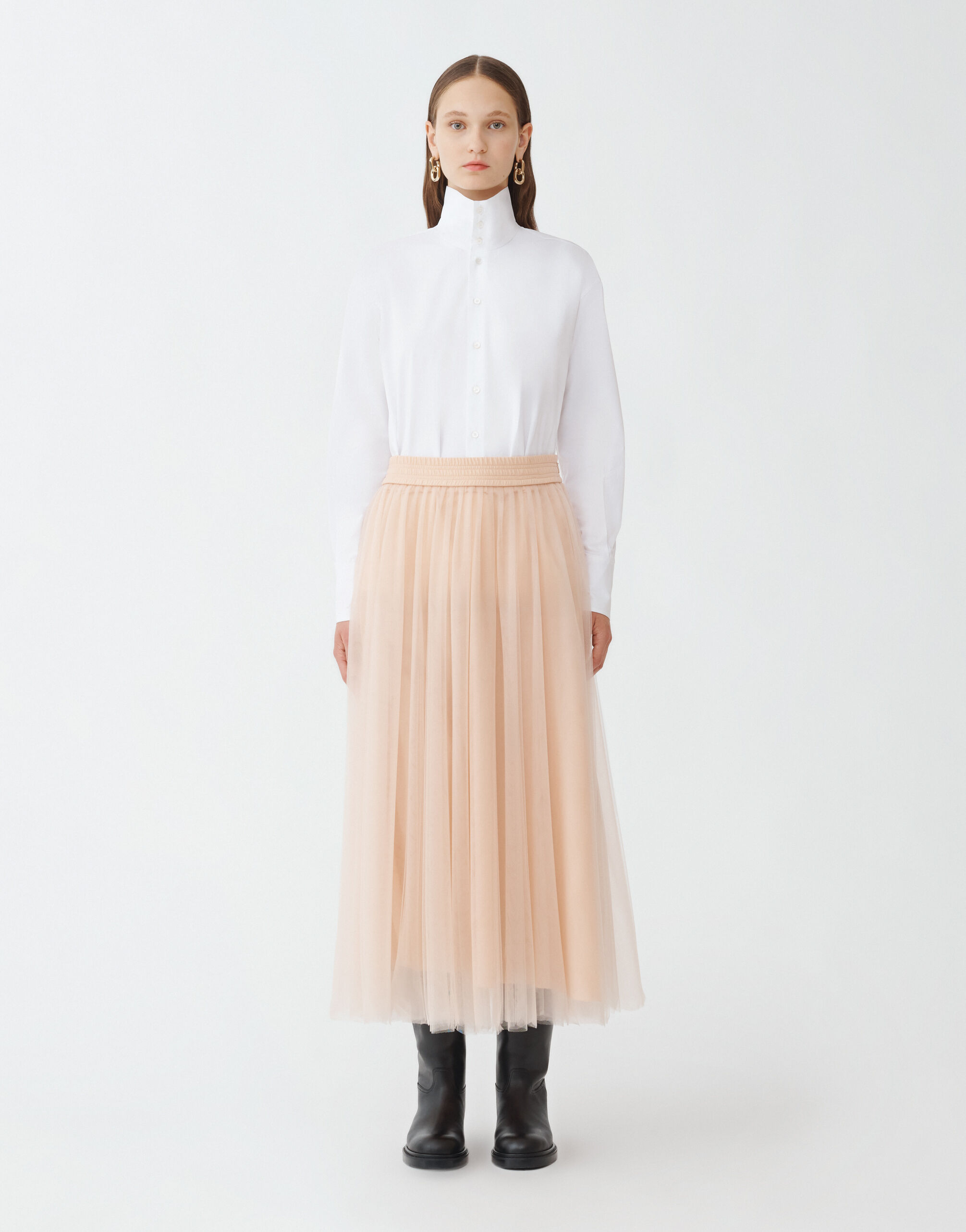 Fabiana Filippi Tulle midi skirt, dusty pink DUSTY PINK GND264F278I9320000