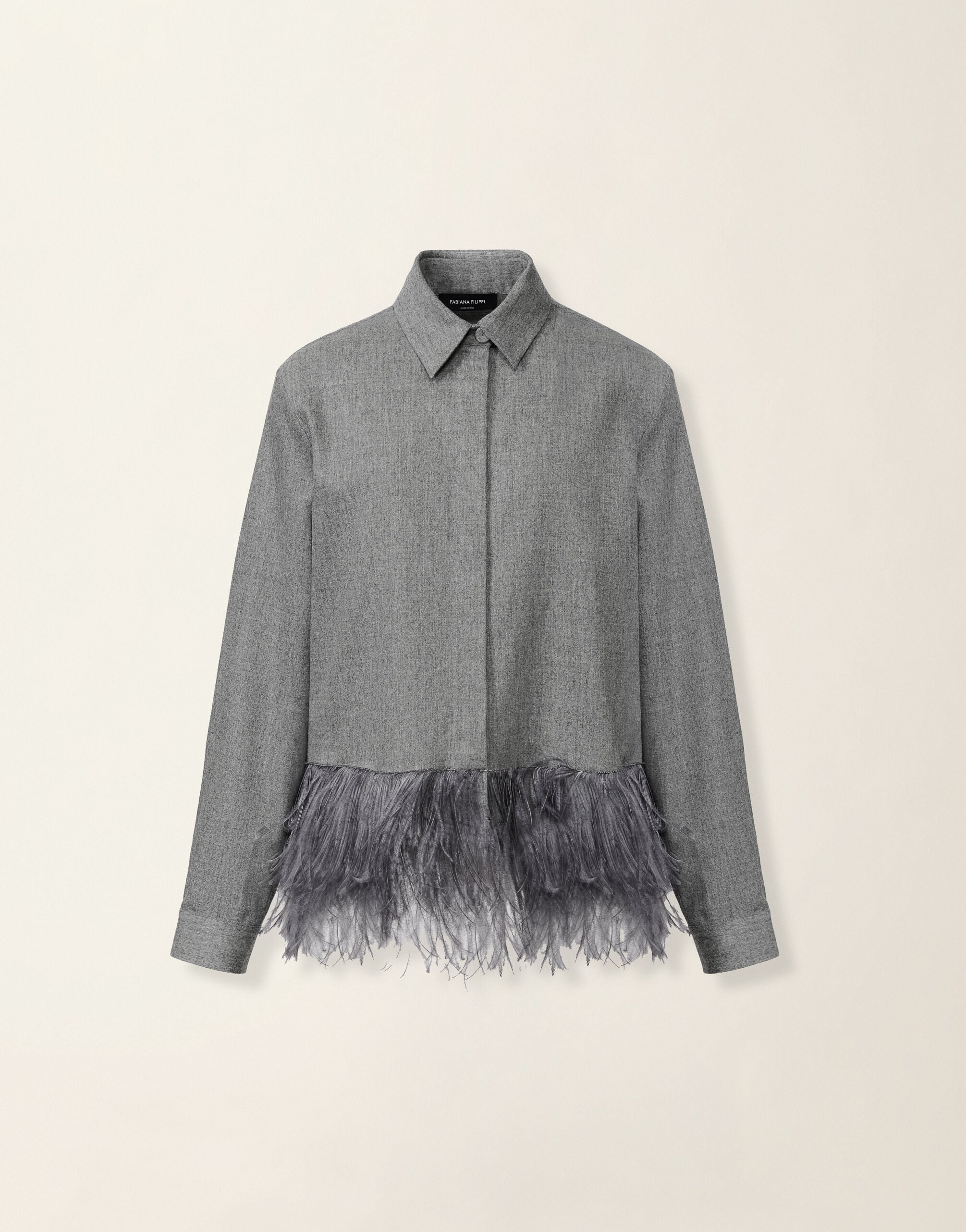 Boxy flannel shirt, mineral Fabiana Filippi Boxy flannel shirt, mineral Mineral CAD226F312M4150000