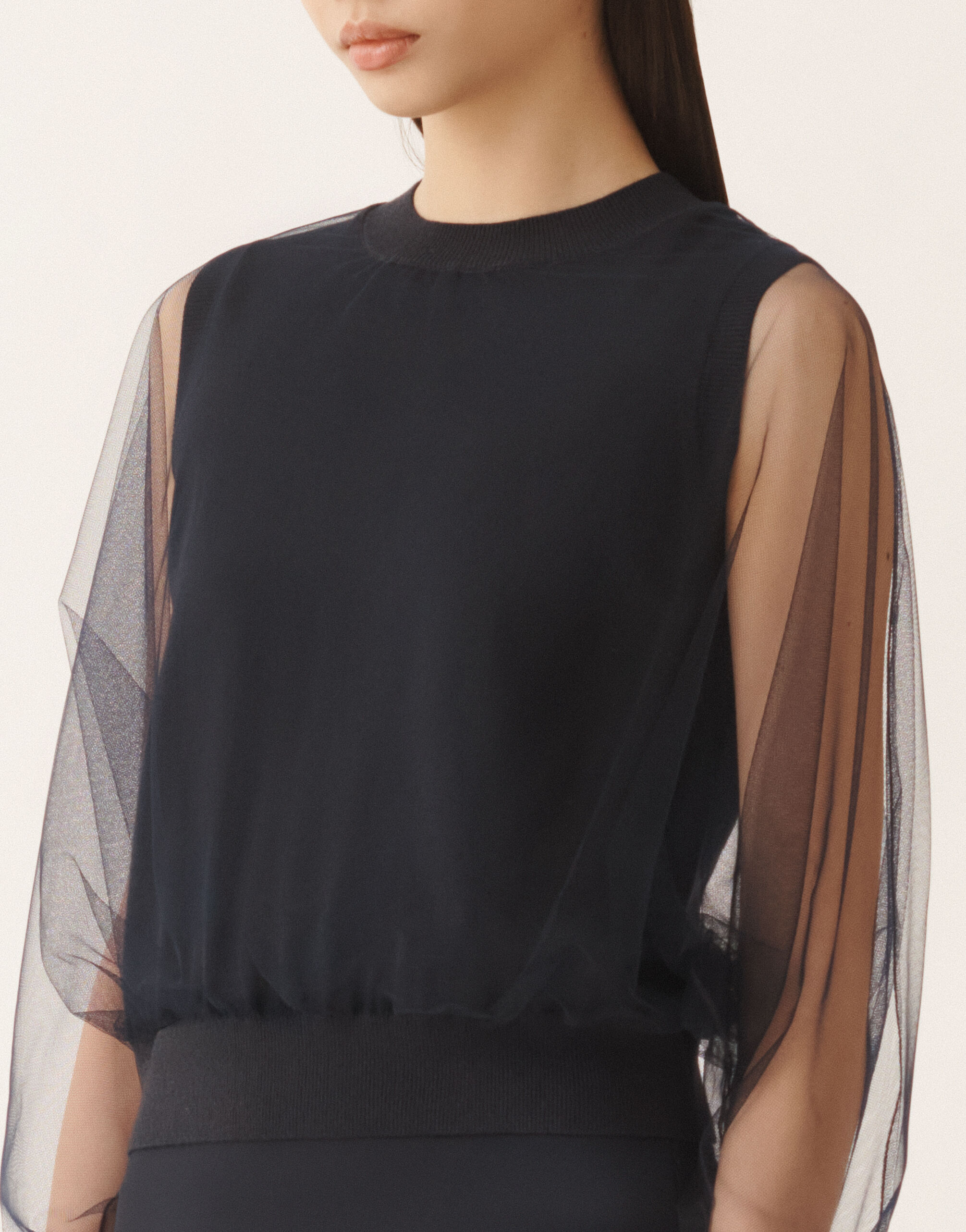 レディースWool and cotton sweater, midnight blue ニットウェア