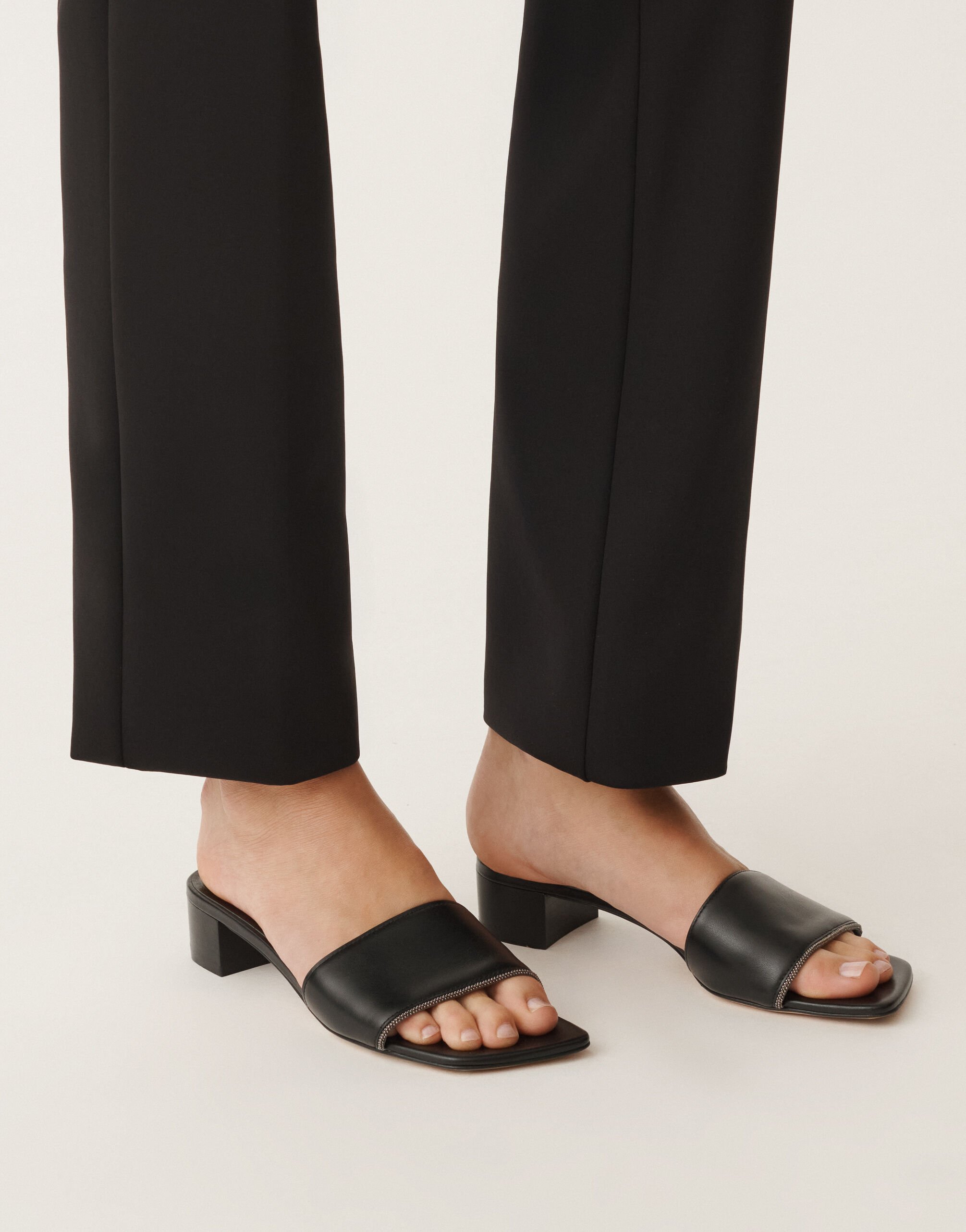 Fabiana Filippi Calfskin sandals with heel, black BLACK ASD275A872L4120000
