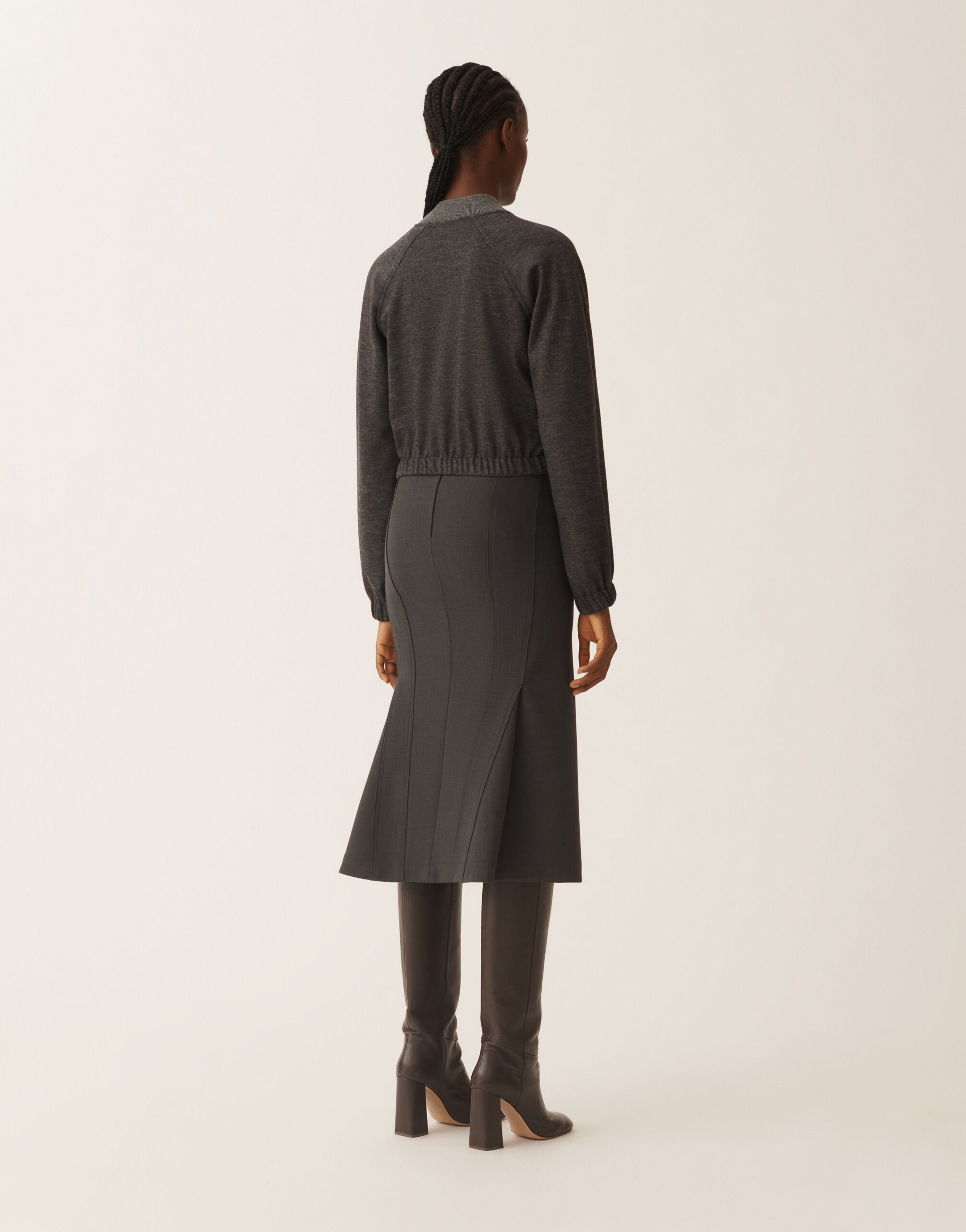 Fabiana Filippi Gestrickte Bomberjacke aus gekochter Wolle, Schiefer Grau GCD225F645L6410000