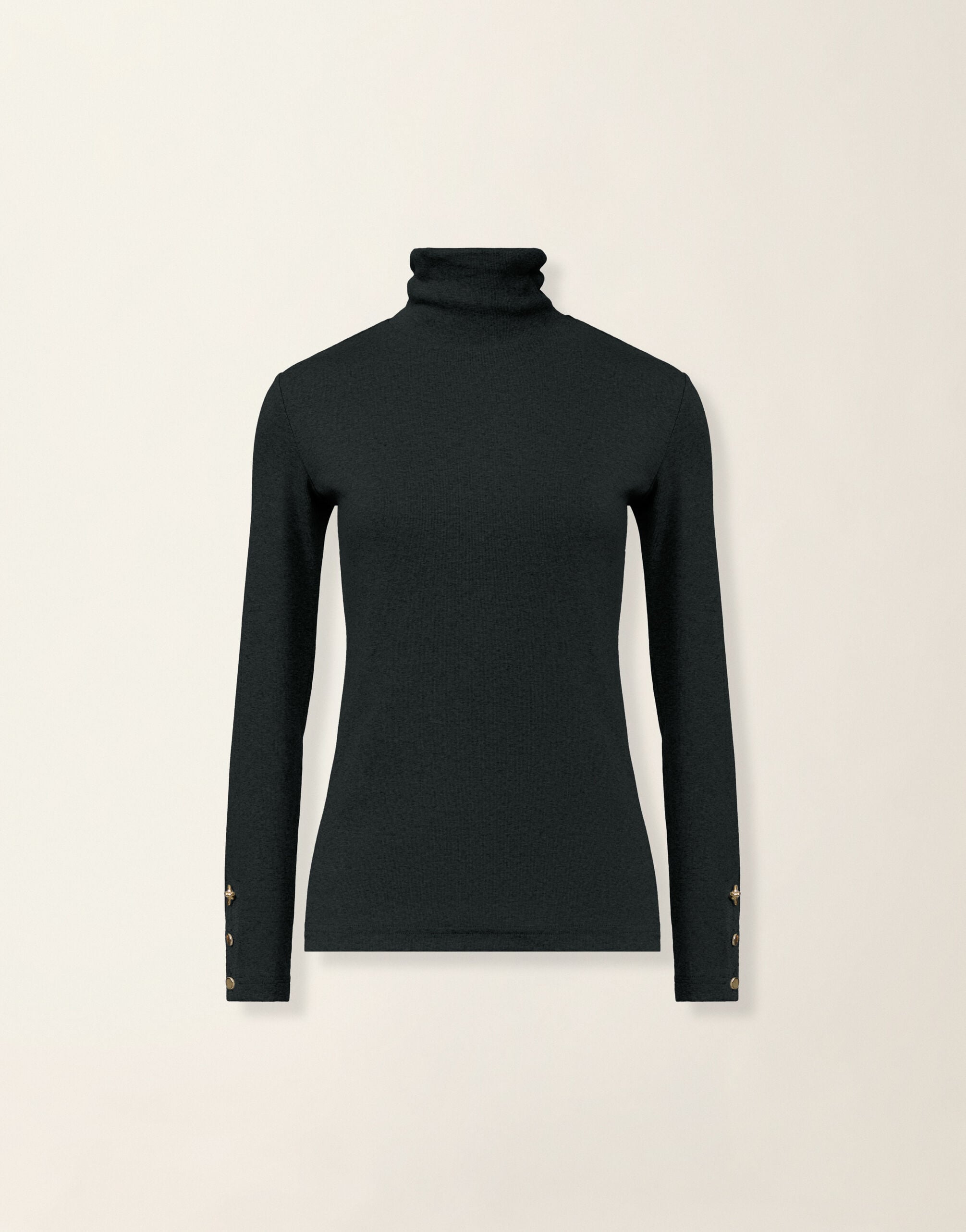 Ribbed cotton jersey turtleneck T-shirt, black Fabiana Filippi Ribbed cotton jersey turtleneck T-shirt, black Black JED226F554M4550000
