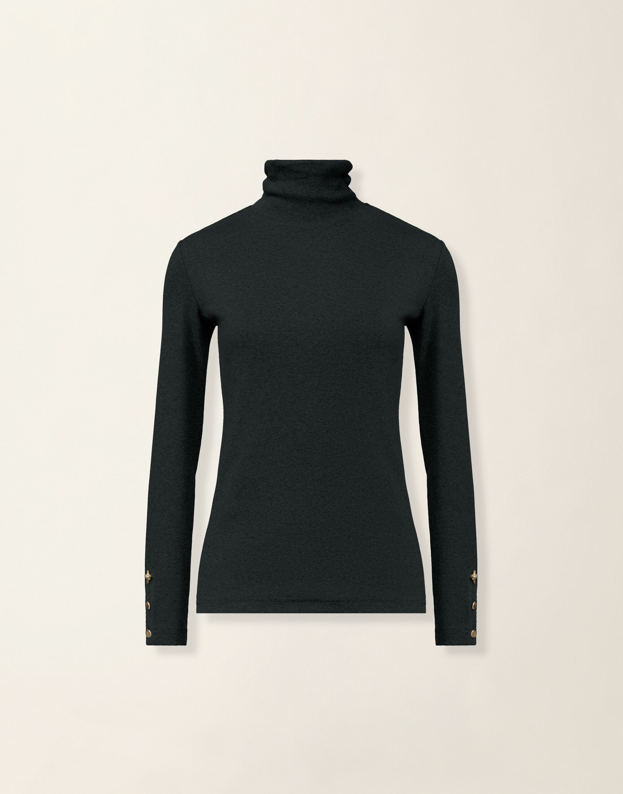 Ribbed cotton jersey turtleneck T-shirt, black Fabiana Filippi Ribbed cotton jersey turtleneck T-shirt, black Black JED226F554M4550000