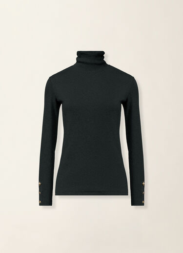 Ribbed cotton jersey turtleneck T-shirt, black Fabiana Filippi Ribbed cotton jersey turtleneck T-shirt, black Black JED226F554M4550000