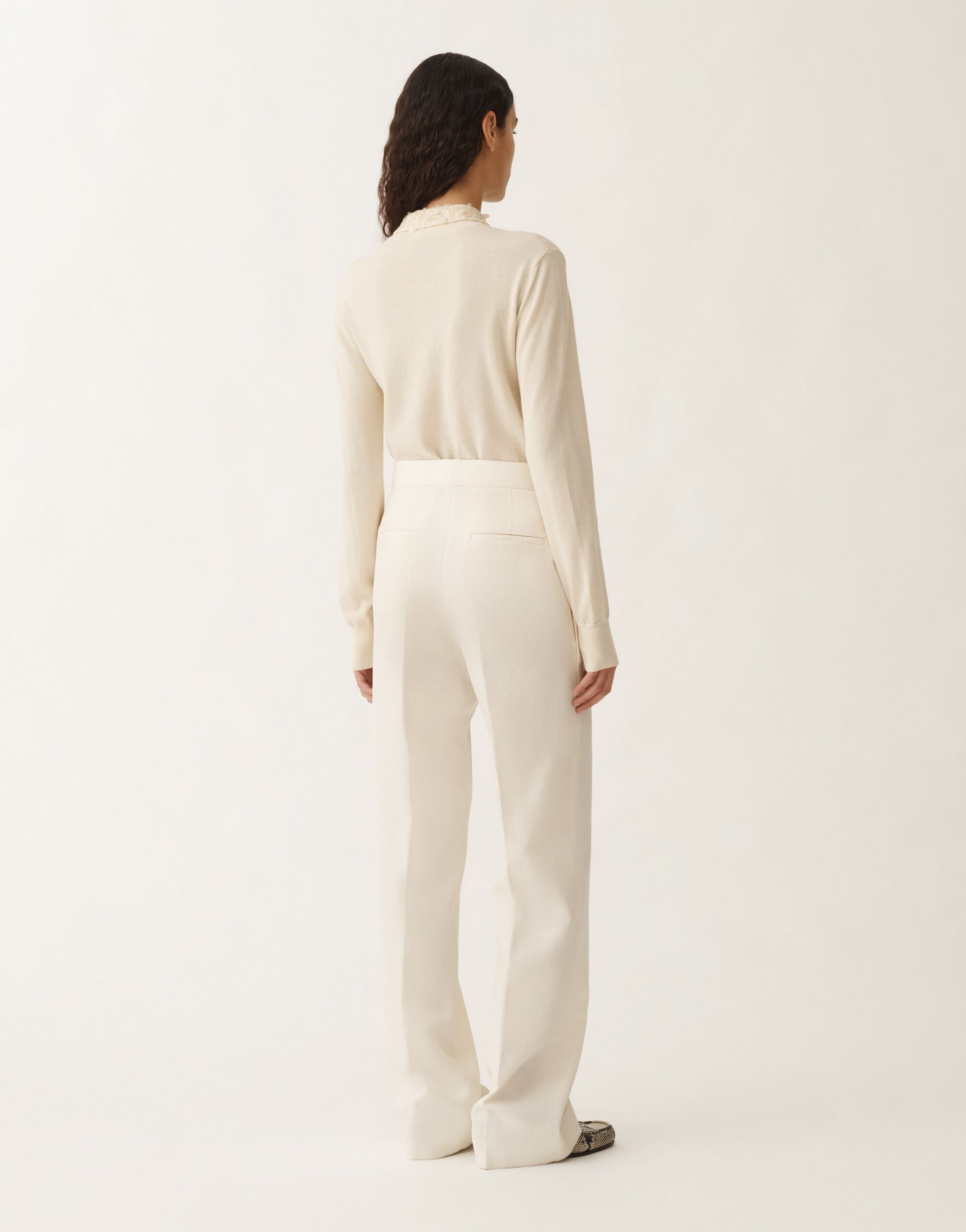 Fabiana Filippi Hose Deruta aus Geflecht in Wolle und Leinen, vanillefarben WEISS PAD265F320D8220000