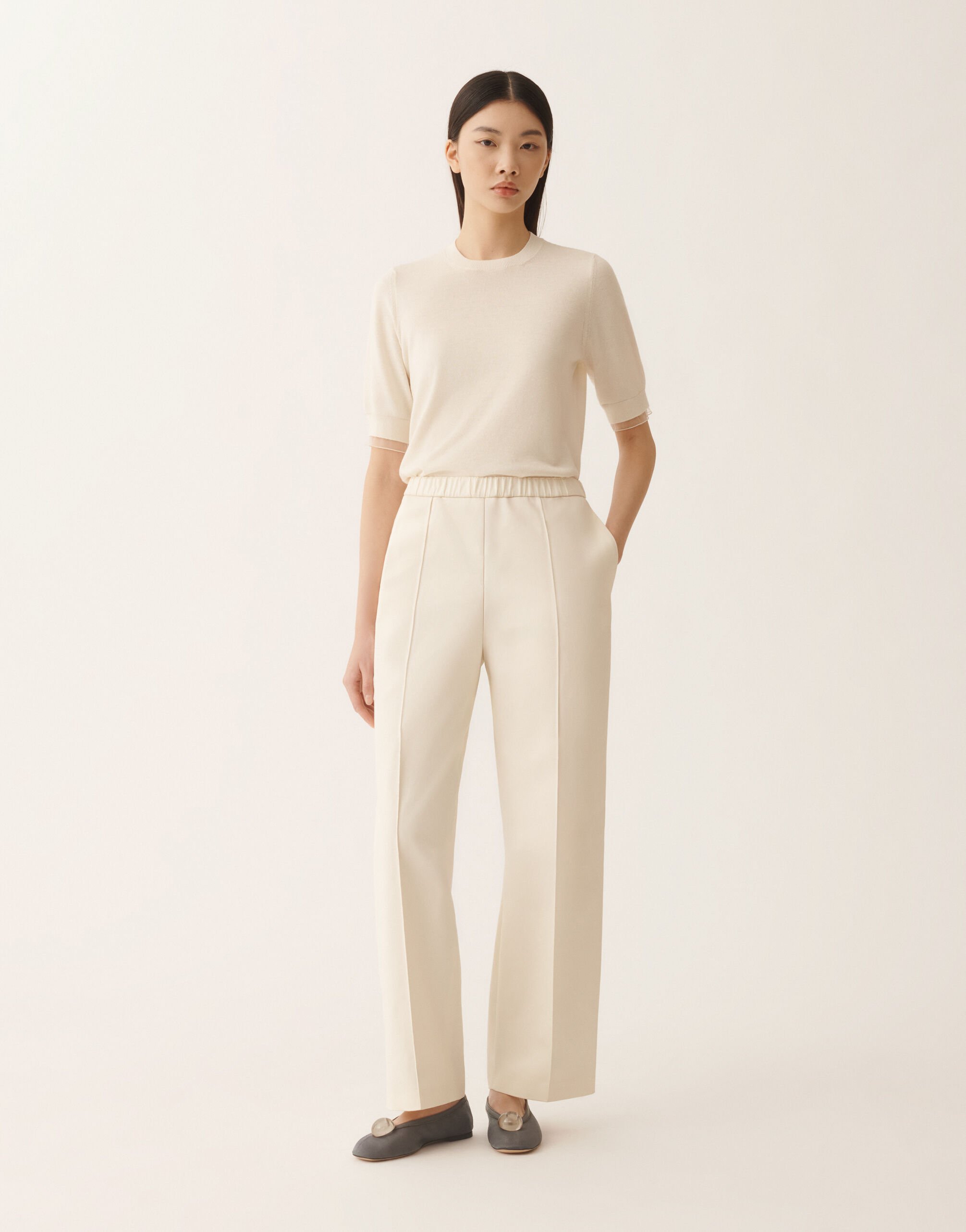 Fabiana Filippi Gubbio joggers in butter-colored cotton gabardine Butter PAD266F322L7840000