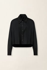 Fabiana Filippi Cropped flannel shirt, black Black CAD226F313M3940000