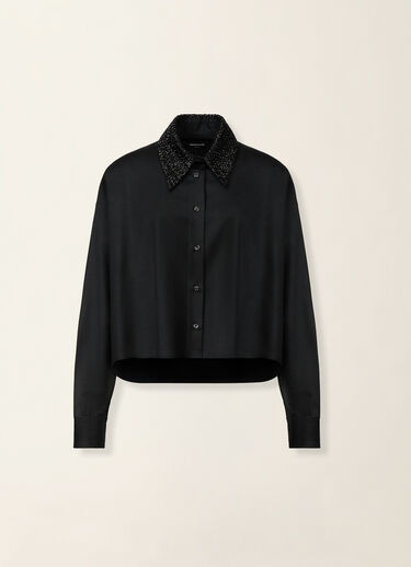 Cropped flannel shirt, black Fabiana Filippi Cropped flannel shirt, black Black CAD226F313M3940000