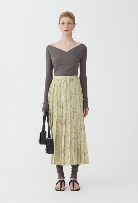 Fabiana Filippi Pleated georgette skirt, pistachio GND274F677H4330000