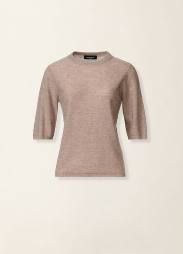 Pullover aus Wolle mit Pailletten, mocha Fabiana Filippi Pullover aus Wolle mit Pailletten, mocha Mocha MAD216F092D7220000