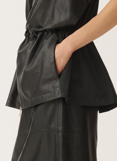 Fabiana Filippi Pleated nappa leather cape, black BLACK PLD265F290L1790000