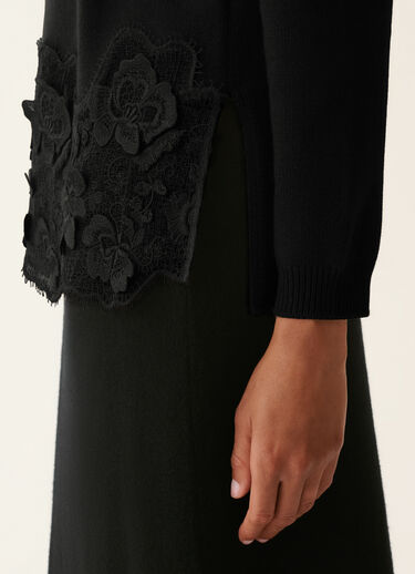 Platinum-Pullover mit Spitzensaum, Schwarz Fabiana Filippi Platinum-Pullover mit Spitzensaum, Schwarz Schwarz MAD226F495M4460000