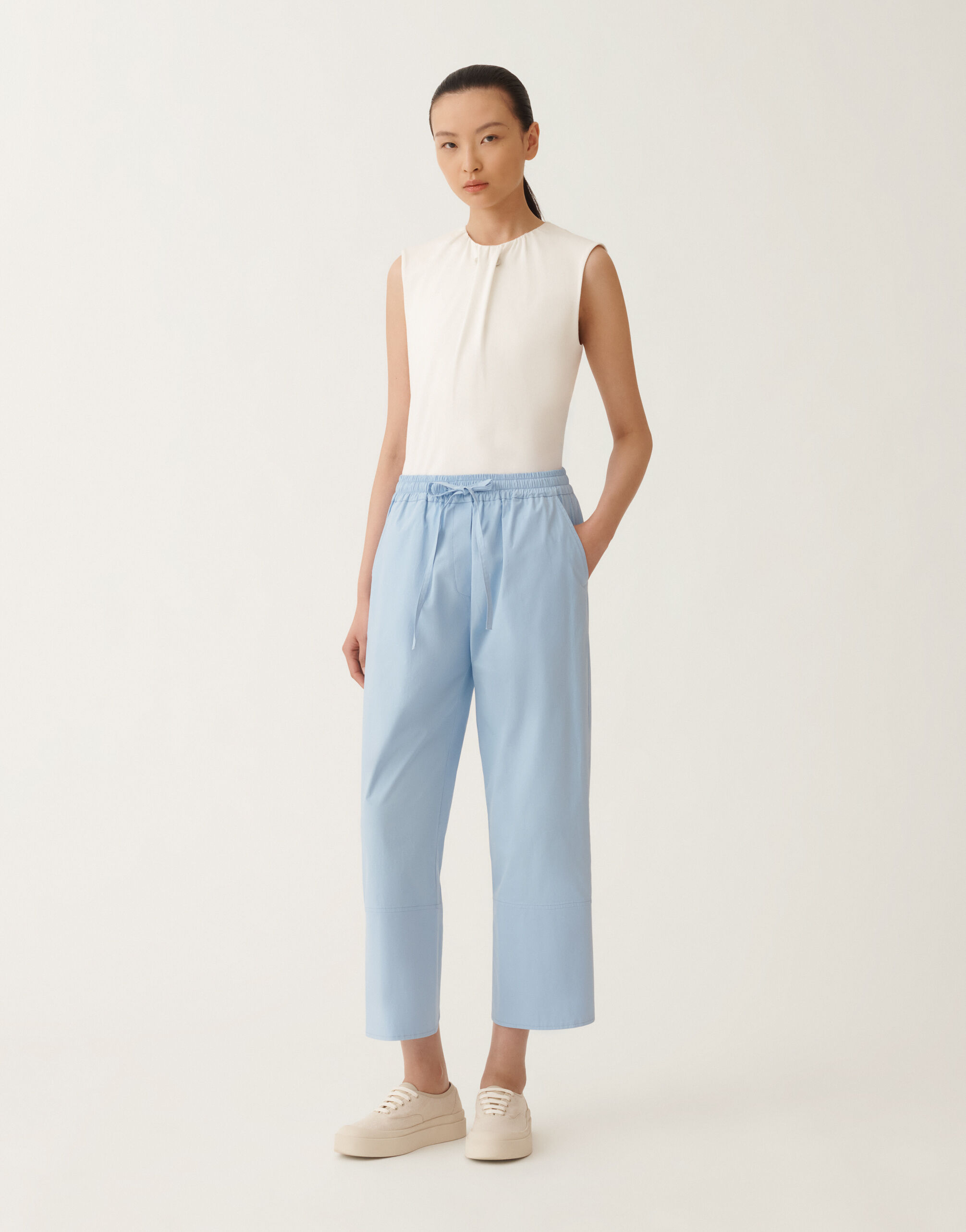 Fabiana Filippi Stretch poplin trousers, sky blue SKY BLUE PADC02F405H5460000