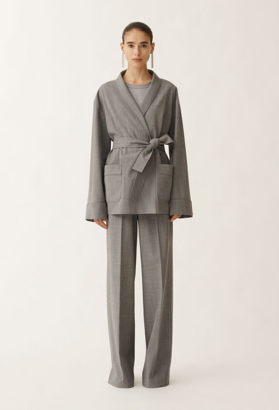 Fabiana Filippi Jacke aus Cool Wool, felsgrau meliert GRAU GCD265F333D6200000