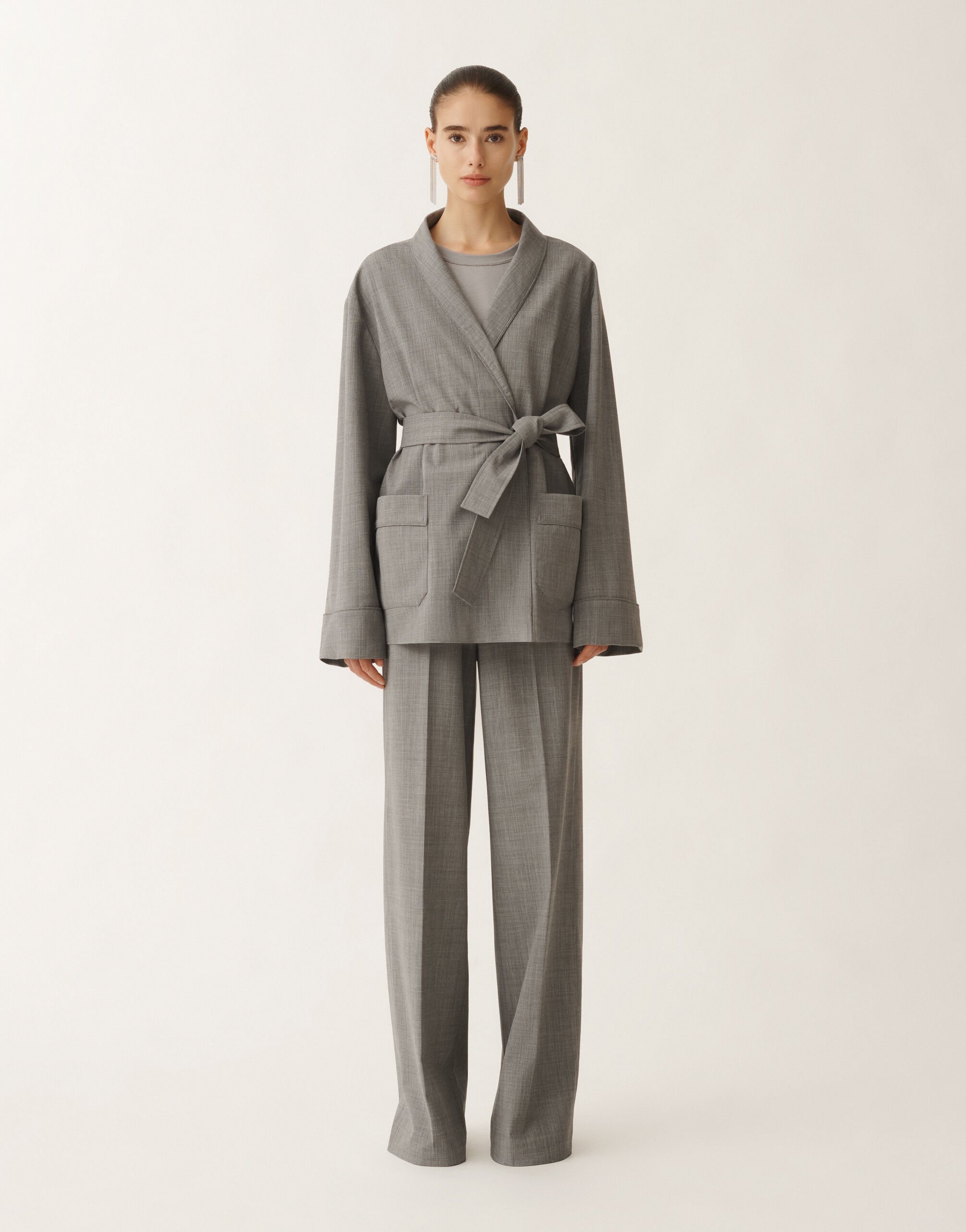 Fabiana Filippi Cool wool jacket, melange rock GREY GCD265F333D6200000