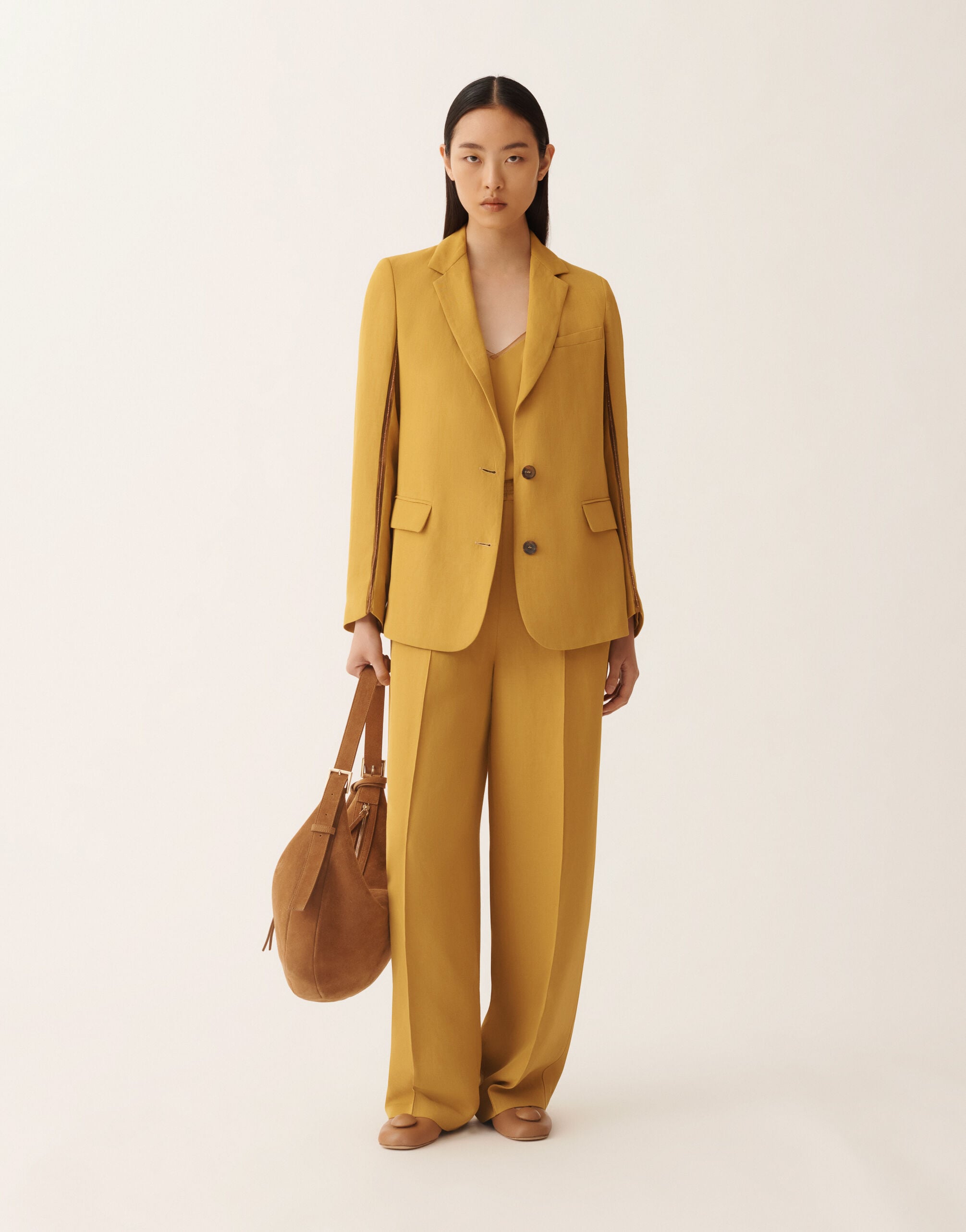 Crepe de chine lingerie top, mustard for Women | Fabiana Filippi®
