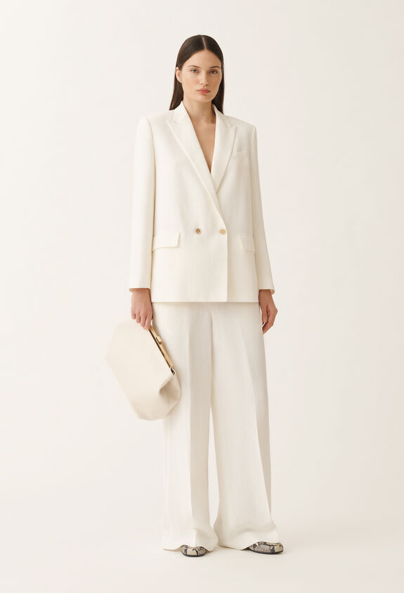 Fabiana Filippi Linen and viscose double-breasted jacket, white WHITE GCD275F412L3100000