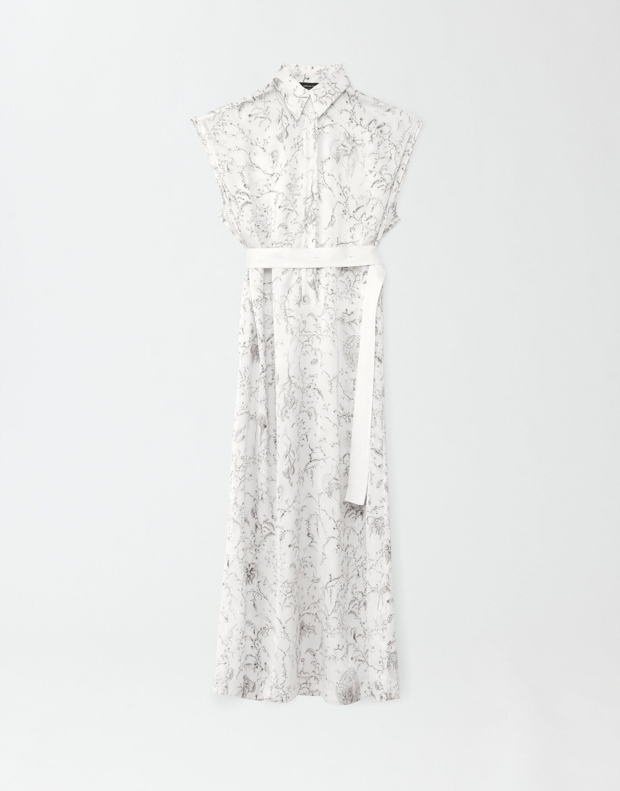 Fabiana Filippi Bedrucktes Kleid aus Seidensatin, Weiß ABD264F125I9370000