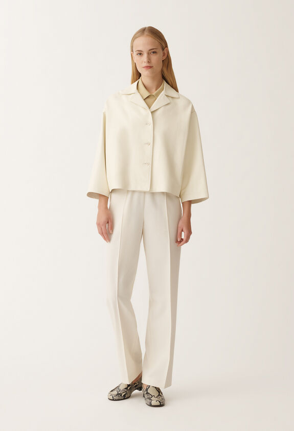 Fabiana Filippi Heavy nappa leather jacket, butter WHITE PLD265F232L2890000