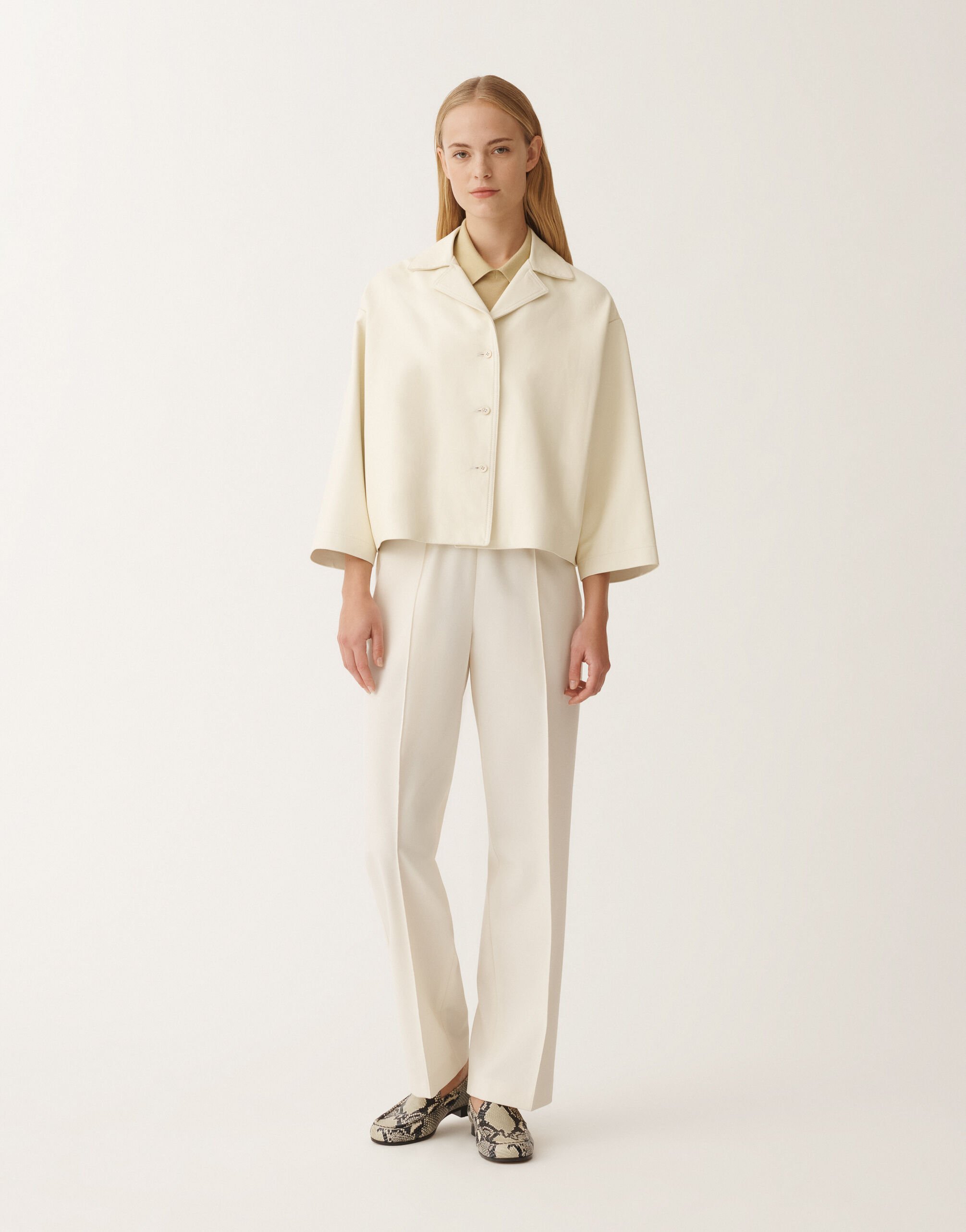 Fabiana Filippi Veste en cuir nappa épais, beurre BLANC PLD265F232L2890000