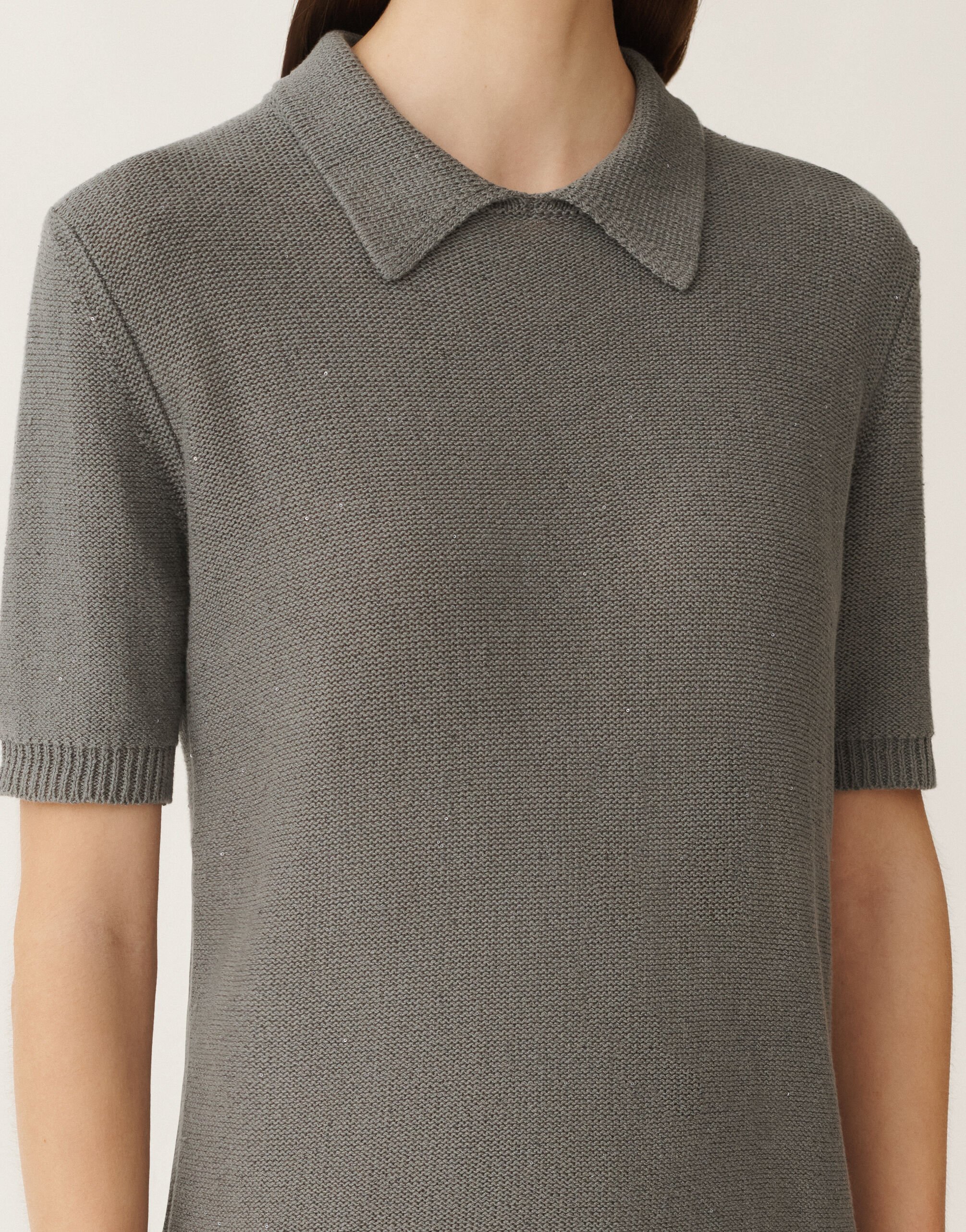 Fabiana Filippi Cotton and linen sweater with sequins, lead GREY MAD265F004D2730000