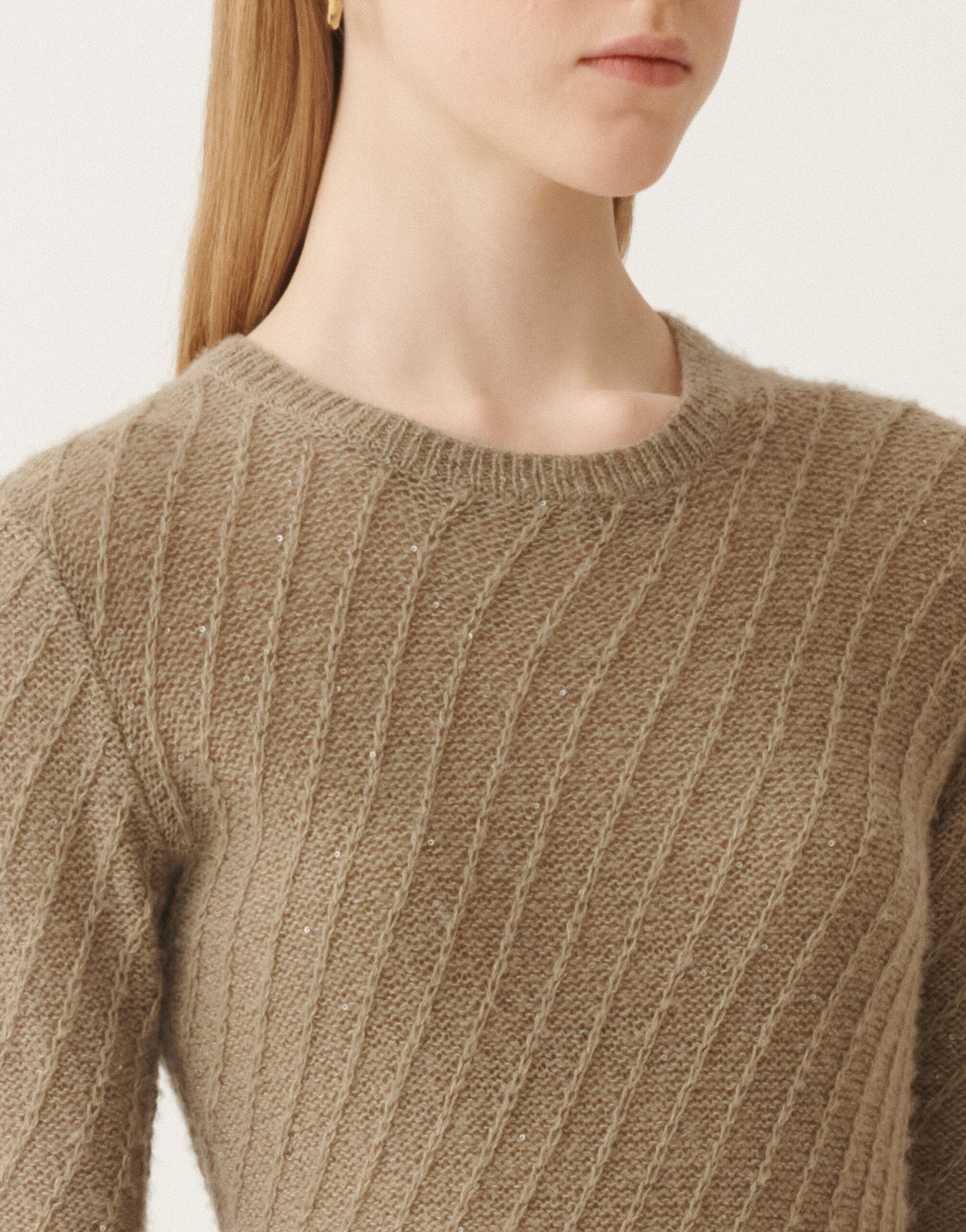 Fabiana Filippi Wool and silk sweater with sequins, olive GREEN MAD215F110D2960000