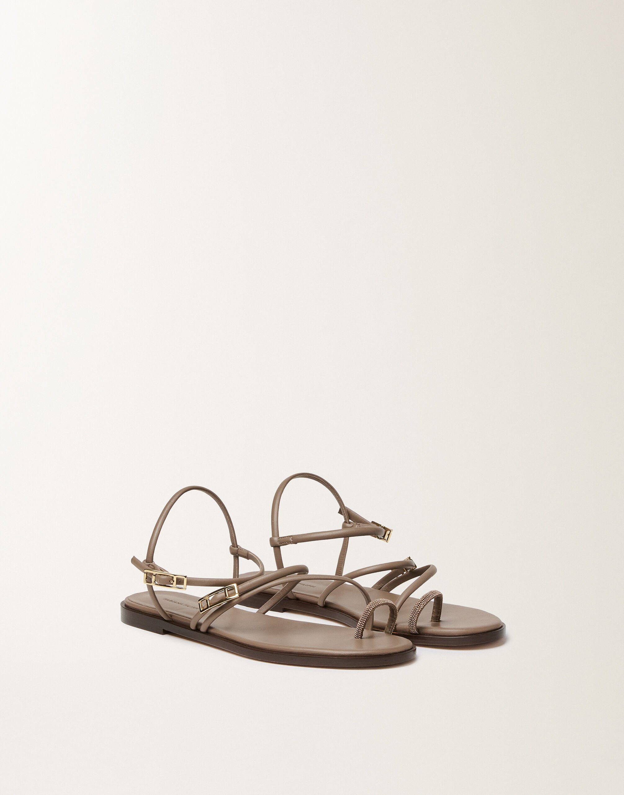 Fabiana Filippi Flat sandal in nappa leather, mud MUD ASD276A866M0760000