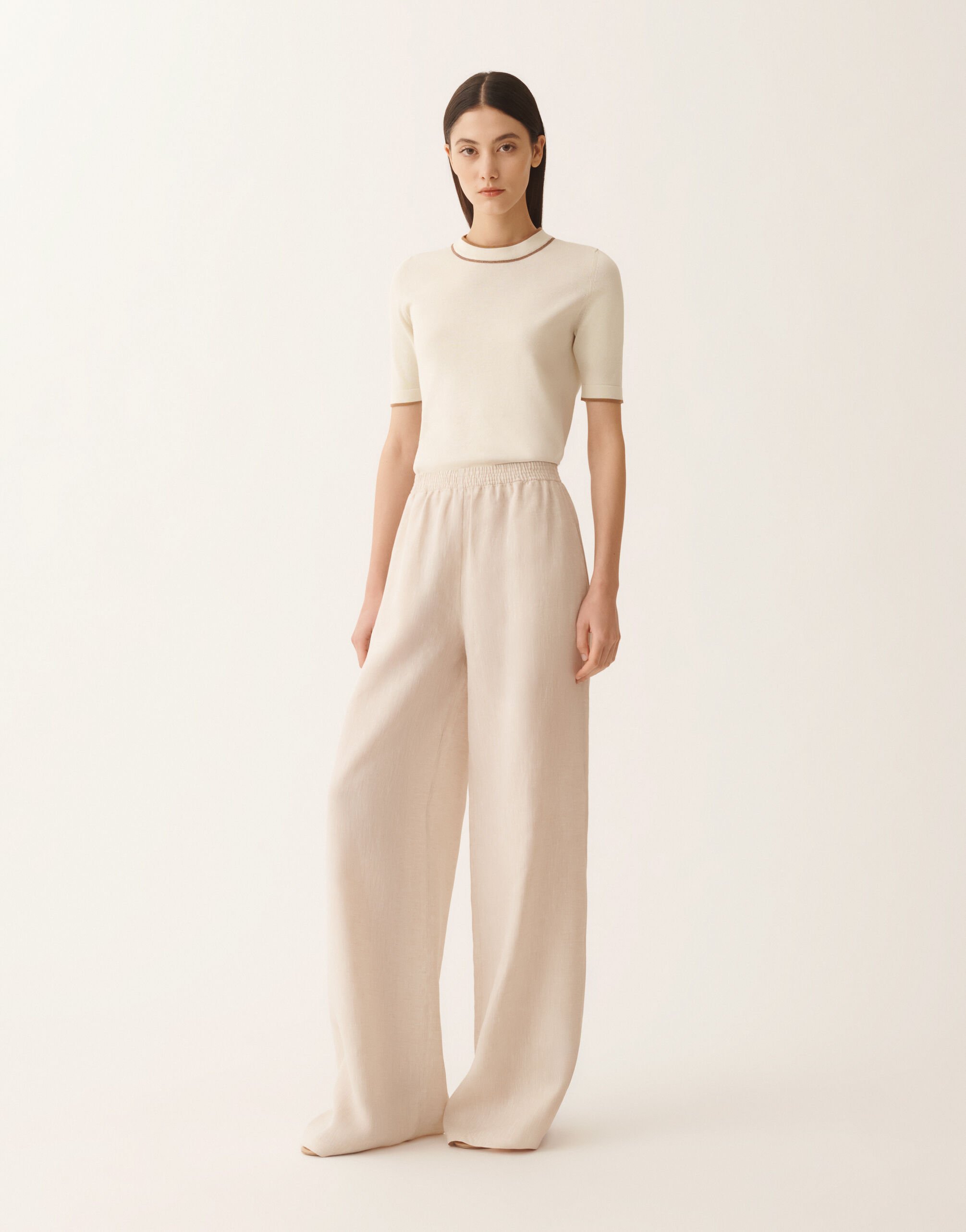 Fabiana Filippi Pantalone Amelia jogging in tela di lino, naturale NATURALE PAD276F291M1310000