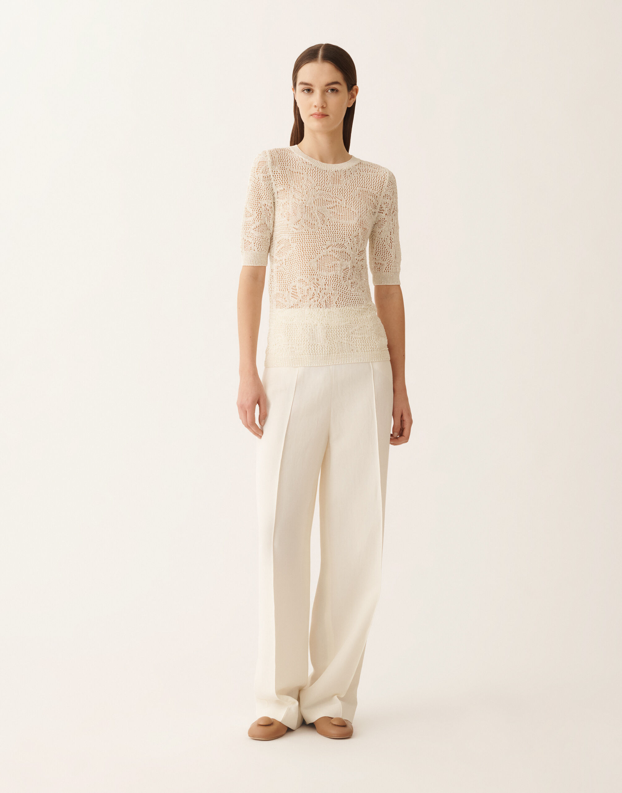 Pull en micro-paillettes, mastice Fabiana Filippi Pull en micro-paillettes, mastice MASTIC MAD276F131D8640000