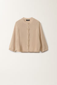 Fabiana Filippi Cotton and linen cape cardigan with sequins, sand SAND MAD275F528D2730000