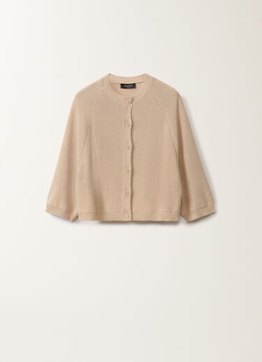 Fabiana Filippi Cotton and linen cape cardigan with sequins, sand SAND MAD275F528D2730000