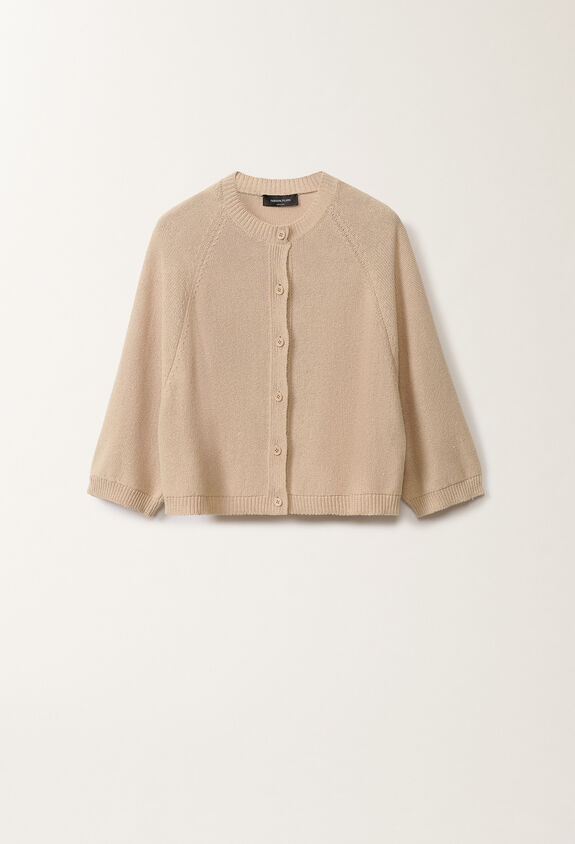 Fabiana Filippi Cotton and linen cape cardigan with sequins, sand SAND MAD275F528D2730000