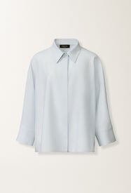 Fabiana Filippi Camicia cropped in fresco lana bistretch, acqua Blu CAD266F309L7710000