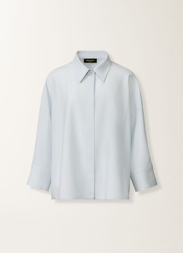 Fabiana Filippi Camicia cropped in fresco lana bistretch, acqua Blu CAD266F309L7710000