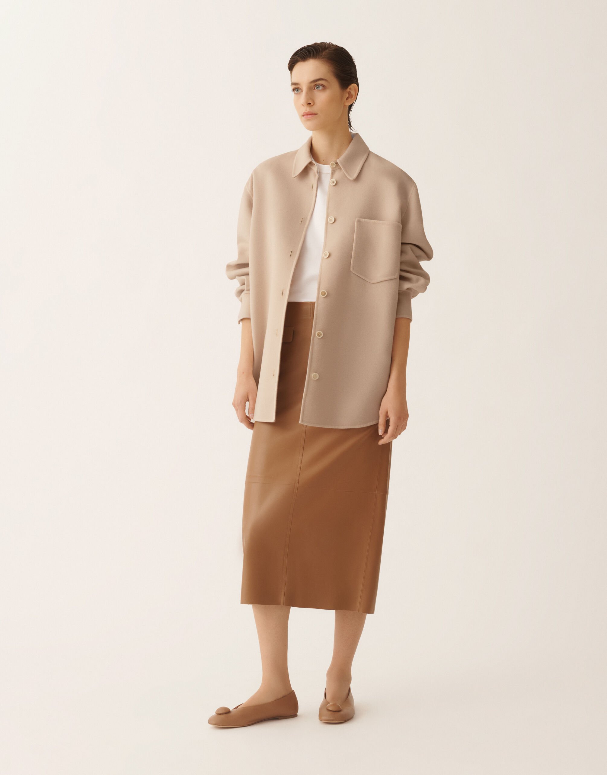 Langes Hemd aus doppellagiger Wolle, Kasha Fabiana Filippi Langes Hemd aus doppellagiger Wolle, Kasha Kasha CTD266F245L7360000