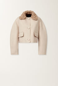 Fabiana Filippi Kurze Jacke aus Double-Wollgewebe, seilbraun und weidenfarben Beige CTD215F261L5110000